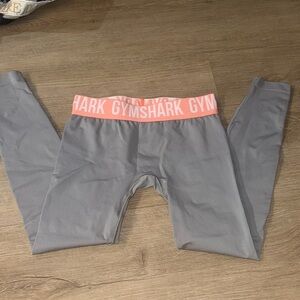 Gymshark Gray Leggings with Pink Waistband
